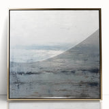 Framed abstract landscape wall art featuring vibrant gold accents and fluid shapes, ideal for modern home decor, enhancing interior aesthetics with elegance.