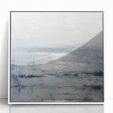 Framed abstract landscape wall art in acrylic, showcasing vibrant colors and fluid shapes, set against a white backdrop, ideal for modern decor.