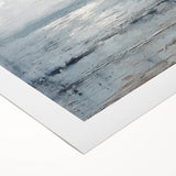 Colorful abstract landscape wall art on rolled canvas, showcasing vibrant hues of blue, orange, and green. Ideal for modern home decor, presented in a protective tube.