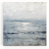 Colorful abstract landscapes wall art on stretched canvas, showcasing vibrant hues of blue, green, and orange, perfect for modern home decor.