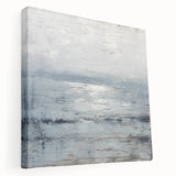 Stretched canvas artwork showcasing an abstract landscape design with vibrant colors and textures, displayed in a side view to highlight its depth and quality.