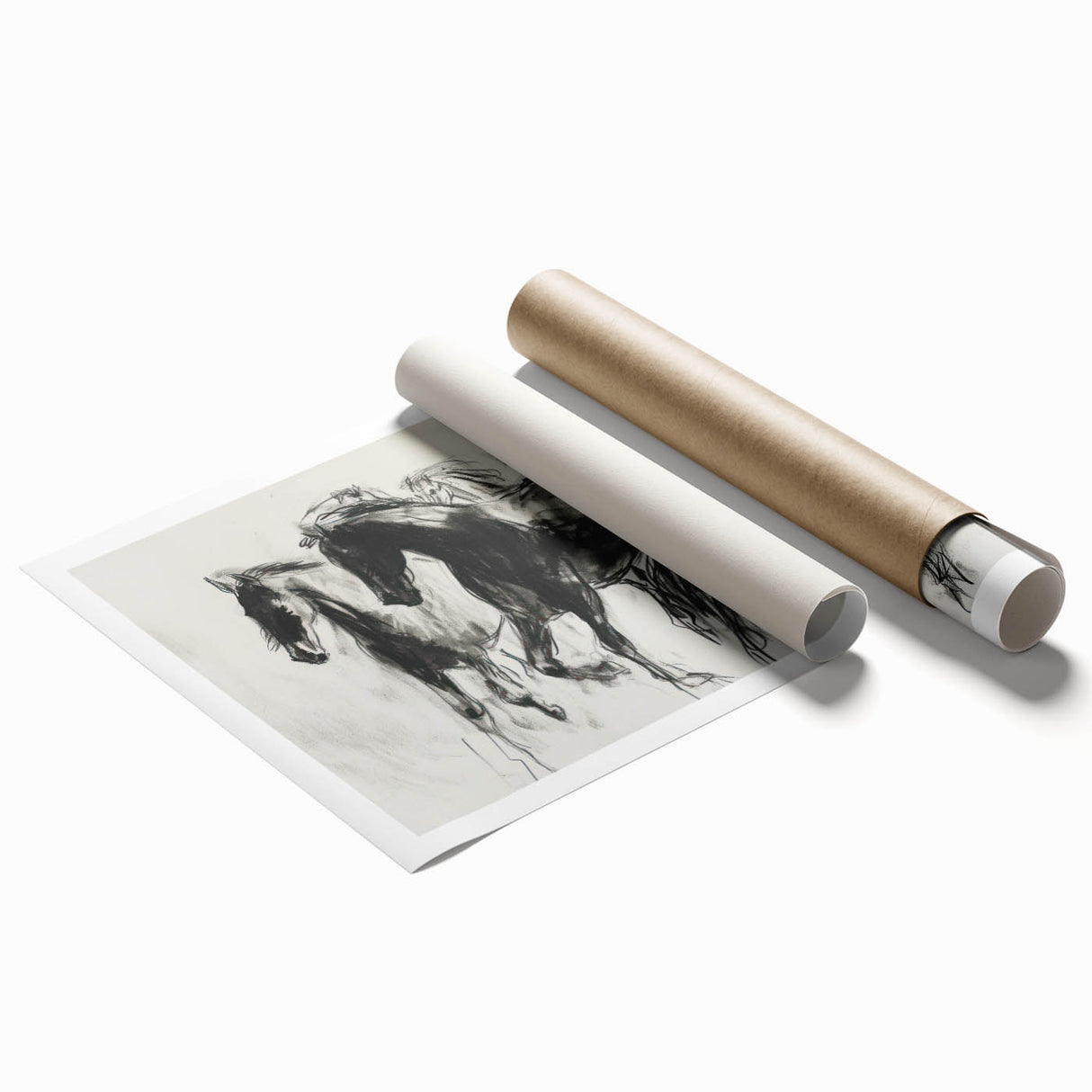 Rolled print showcasing vibrant animal illustrations in a whimsical style, perfect for children's rooms or playful decor, securely packaged in a protective tube.