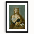 Antique Art Print of Woman with Skull for Decor