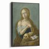 Antique Art Print of Woman with Skull for Decor