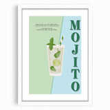 Abstract art print featuring swirling shades of blue and white on a framed canvas, ideal for dining room decor.