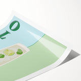 Extra large rolled print featuring line art flowers in black on a white background.