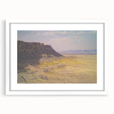 Landscape artwork of canyons framed with a white mat, showcasing vibrant colors and intricate details, perfect for home decor to enhance interior aesthetics.