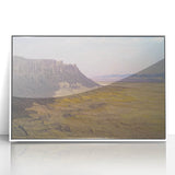 Framed acrylic artwork depicting a vibrant desert canyon landscape, featuring rich earthy tones and striking rock formations, perfect for enhancing modern home decor.