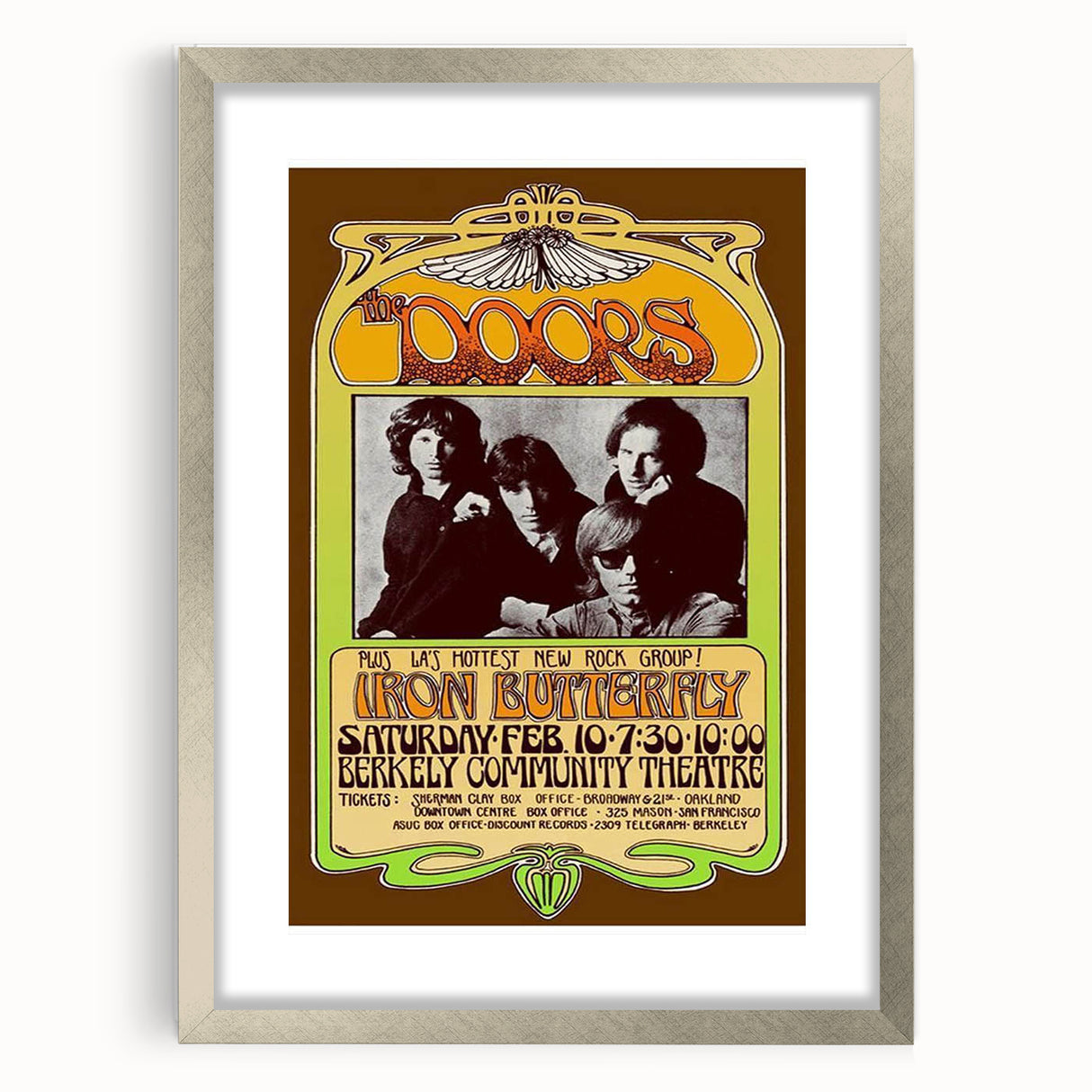 The Doors 1967 Berkeley Concert Poster - Vintage Rock Music Art
