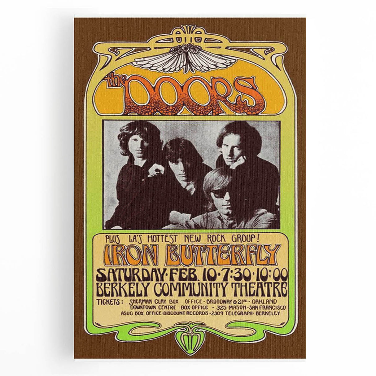 The Doors 1967 Berkeley Concert Poster - Vintage Rock Music Art