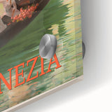 Retro Venice Italy Travel Poster - Gondola in Venice Canal Wall Art