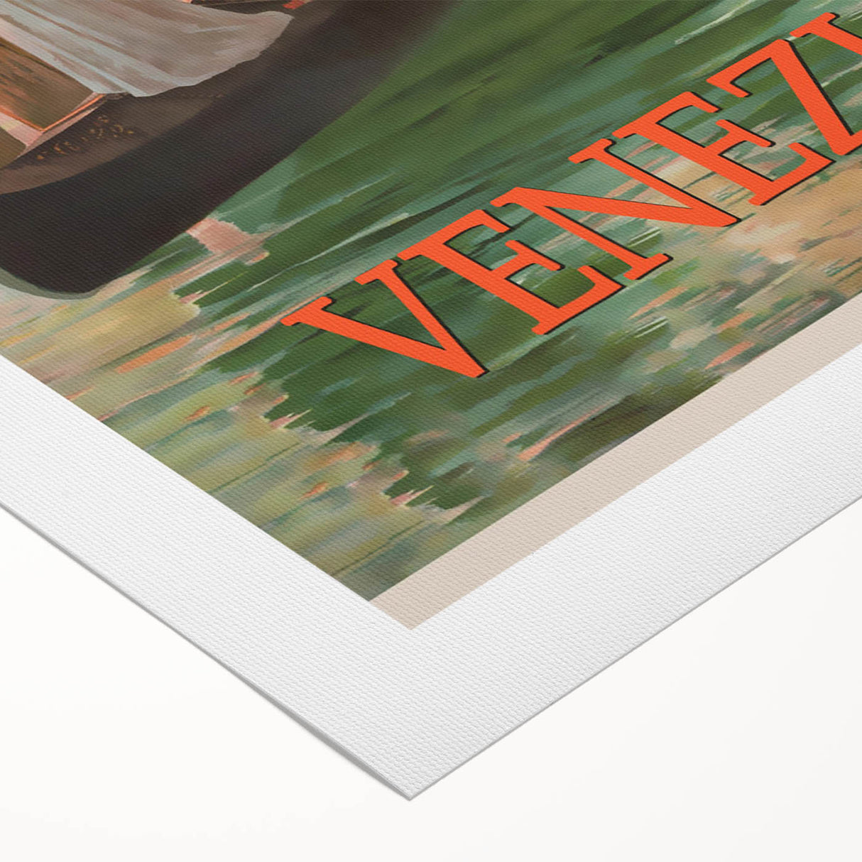 Retro Venice Italy Travel Poster - Gondola in Venice Canal Wall Art
