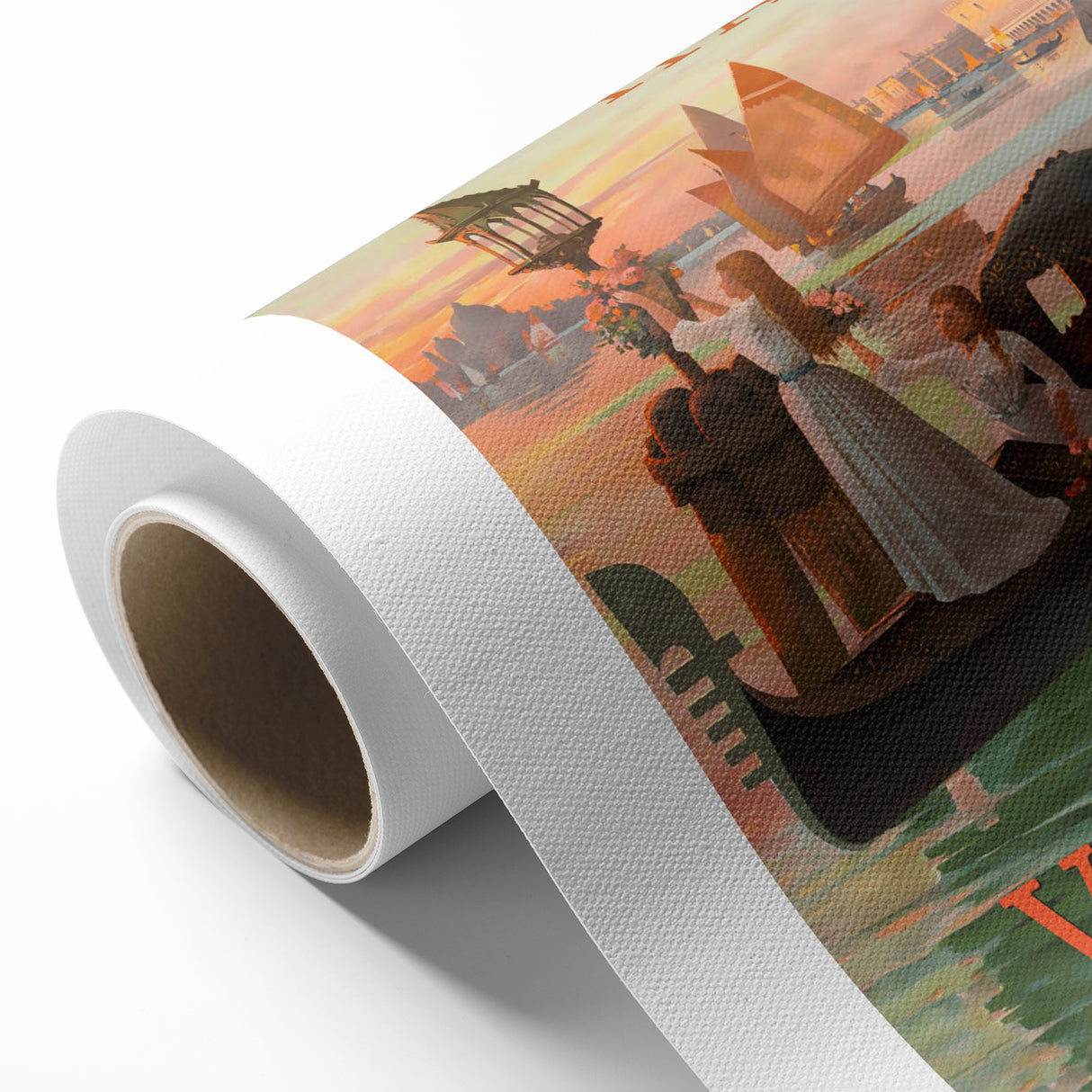 Retro Venice Italy Travel Poster - Gondola in Venice Canal Wall Art