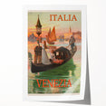 Retro Venice Italy Travel Poster - Gondola in Venice Canal Wall Art