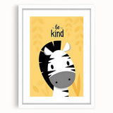Boys Wall Art Prints - Be Kind Zebra Kids Room Art Decor