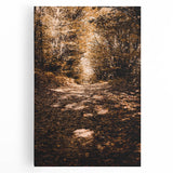 Large black and white stretched canvas depicting a fall season theme, ideal for kitchen art.