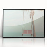 Large abstract wall art in mid-century modernist style on acrylic, featuring swirling blue and gray tones.