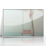 Art Deco poster featuring a stylized summer design in vibrant hues on white acrylic, ideal for nursery wall art.