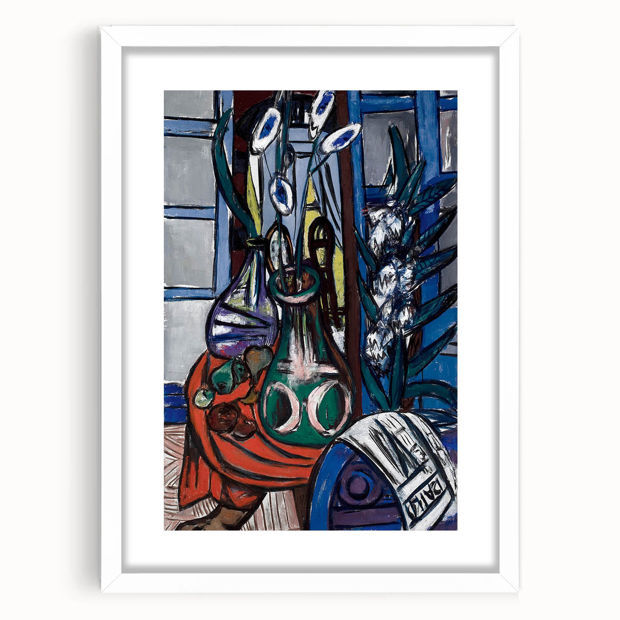 Modern Wall Art - Large Still Life Interior (Blue) by Max Beckmann