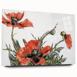 Modern Wall Art of Red Poppies - Contemporary Floral Watercolor