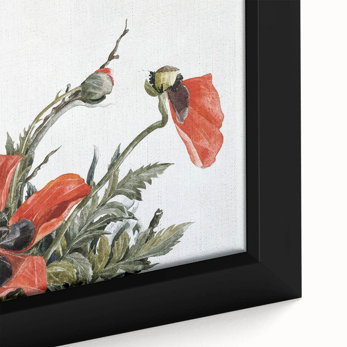 Modern Wall Art of Red Poppies - Contemporary Floral Watercolor