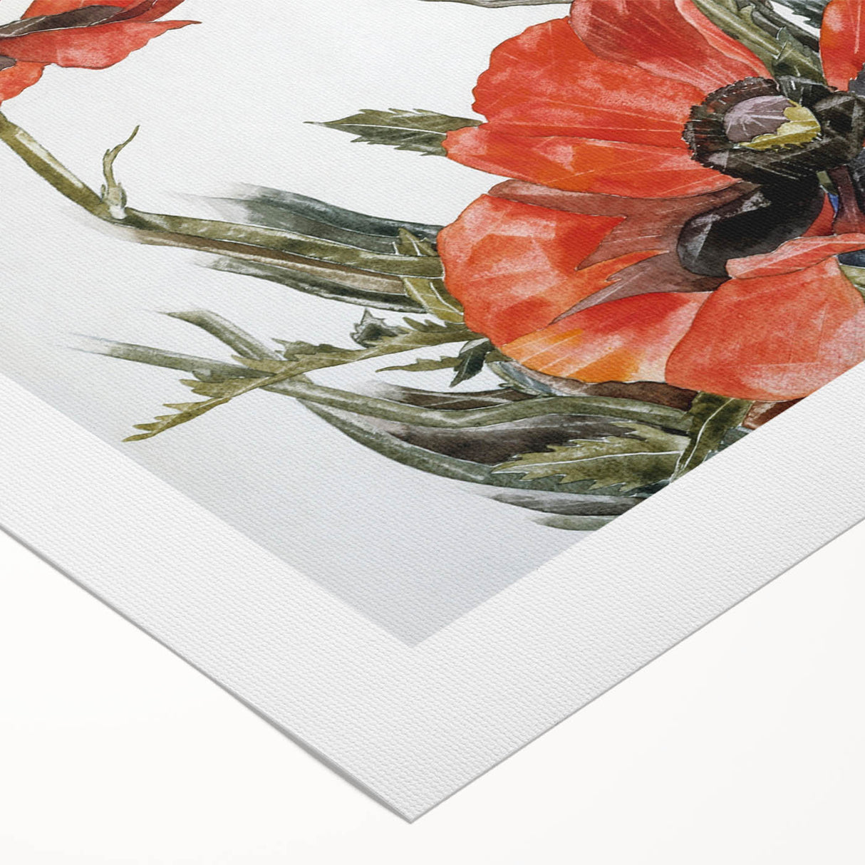 Modern Wall Art of Red Poppies - Contemporary Floral Watercolor