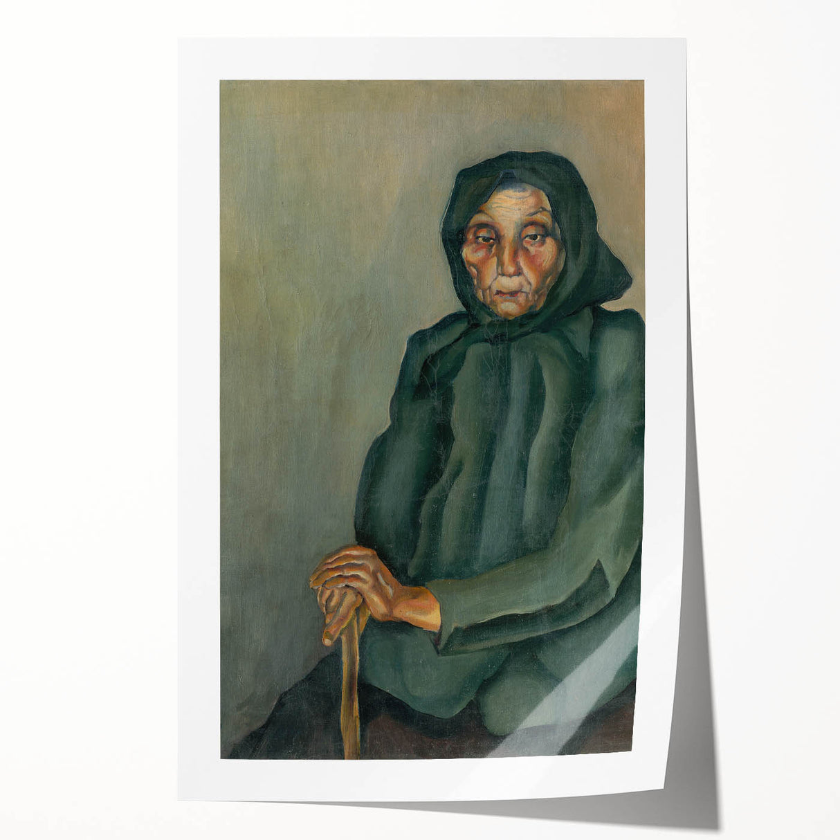 Modern Wall Art - Old Age by Konštantín Bauer in Subdued Greens