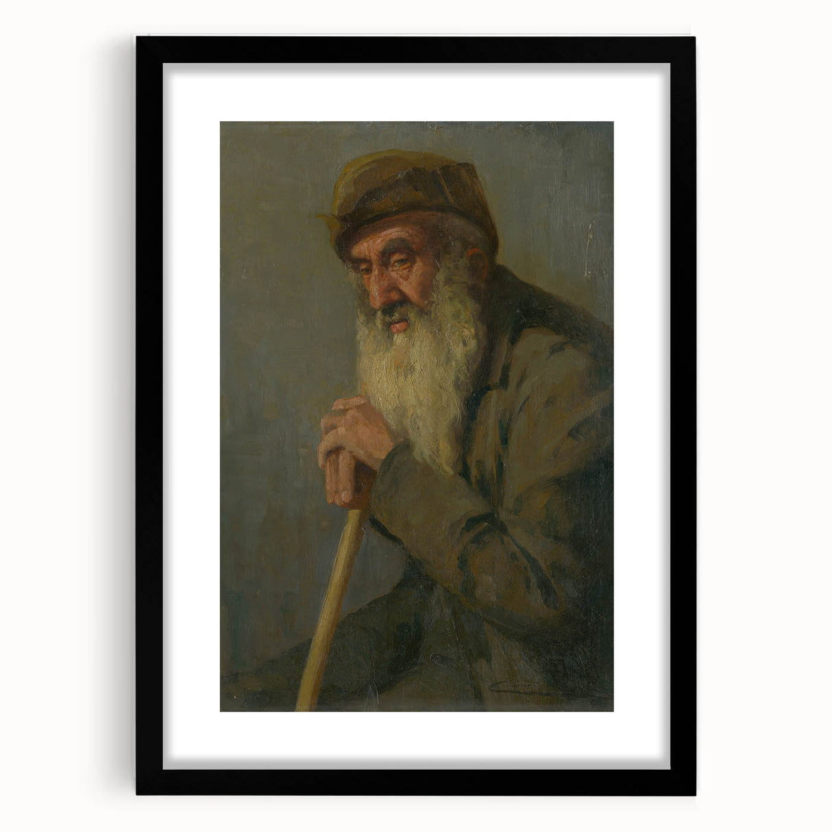 Modern Wall Art - Study of a Seated Old Man by Lajos Csordák