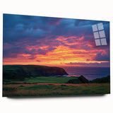 Acrylic glass artwork depicting stunning landscapes with dramatic cliffs, showcasing vibrant colors and intricate details, ideal for modern home decor.