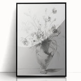 Elegant Floral Vase Sketch Living Room Wall Art – Canvas Print