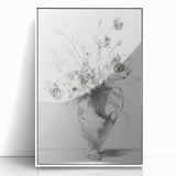 Elegant Floral Vase Sketch Living Room Wall Art – Canvas Print