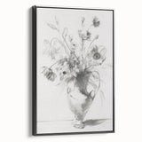 Elegant Floral Vase Sketch Living Room Wall Art – Canvas Print