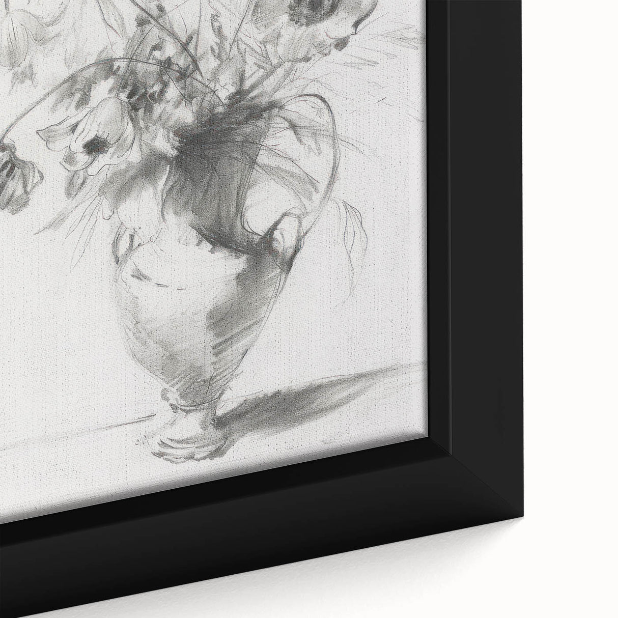 Elegant Floral Vase Sketch Living Room Wall Art – Canvas Print