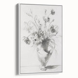 Elegant Floral Vase Sketch Living Room Wall Art – Canvas Print