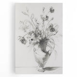 Elegant Floral Vase Sketch Living Room Wall Art – Canvas Print