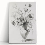Elegant Floral Vase Sketch Living Room Wall Art – Canvas Print
