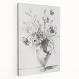 Elegant Floral Vase Sketch Living Room Wall Art – Canvas Print