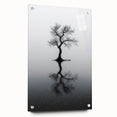 Minimalist Reflection Tree Office Wall Art – Modern Monochrome