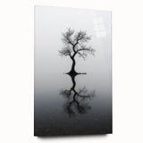 Minimalist Reflection Tree Office Wall Art – Modern Monochrome