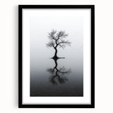 Minimalist Reflection Tree Office Wall Art – Modern Monochrome