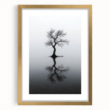 Minimalist Reflection Tree Office Wall Art – Modern Monochrome