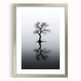 Minimalist Reflection Tree Office Wall Art – Modern Monochrome