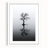 Minimalist Reflection Tree Office Wall Art – Modern Monochrome