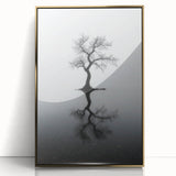 Minimalist Reflection Tree Office Wall Art – Modern Monochrome