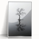 Minimalist Reflection Tree Office Wall Art – Modern Monochrome