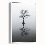 Minimalist Reflection Tree Office Wall Art – Modern Monochrome