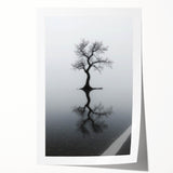 Minimalist Reflection Tree Office Wall Art – Modern Monochrome
