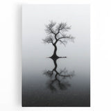 Minimalist Reflection Tree Office Wall Art – Modern Monochrome