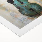 Abstract figurative art on rolled canvas showcasing vibrant colors and dynamic shapes, ideal for modern decor. Packaged securely in a cardboard tube for safe delivery.