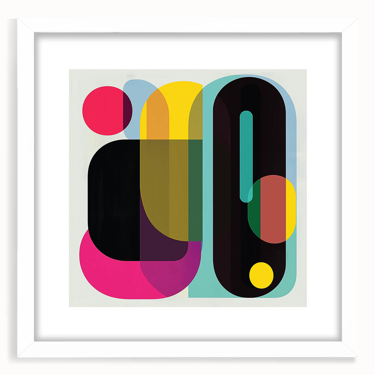 Abstract geometric frame in white with a sleek mat, showcasing a modern design ideal for contemporary decor. Perfect for enhancing living spaces or offices.
